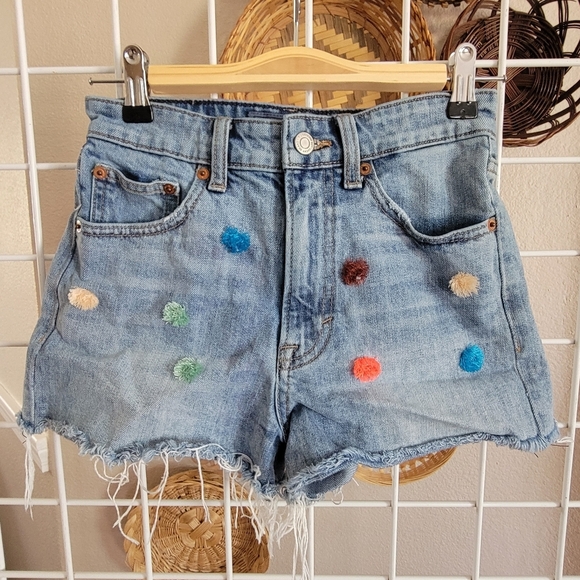 Lucky Denim Shorts with PomPoms - Picture 1 of 4